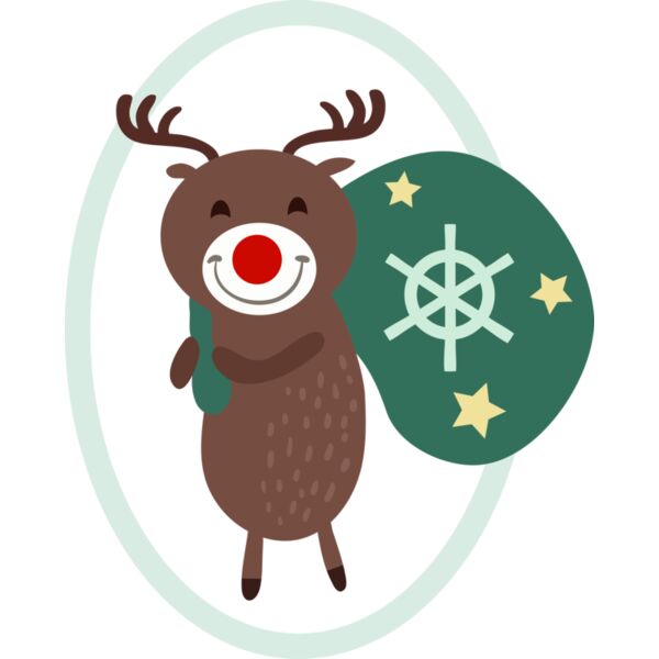 Reindeer with present sack Thumbnail