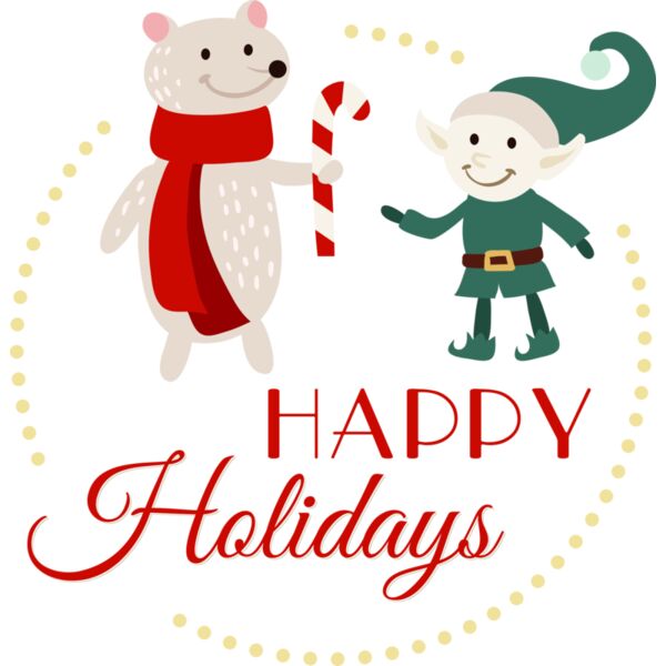 Happy Holidays polar bear and elf Thumbnail