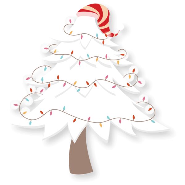 White Christmas tree with hat Thumbnail