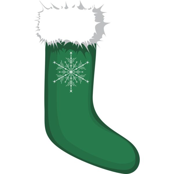 Green Christmas stocking with snowflake Thumbnail