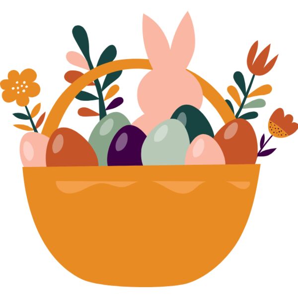 Easter basket with eggs and rabbit Thumbnail