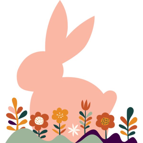 Easter bunny with row of flowers Thumbnail