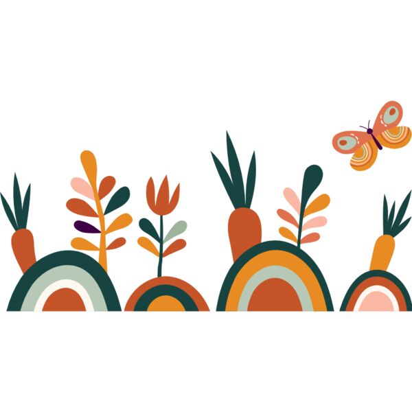 Row of flowers with butterfly Thumbnail