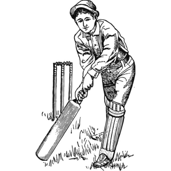 Boy playing cricket vintage print Thumbnail